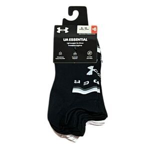 Under Armour UA Essential Lightweight No Show Sock, 6 Pairs, Size 6-10, NWT